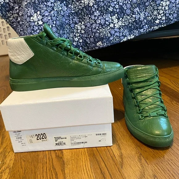 Men's Balenciaga Arena Sneakers Dark Green